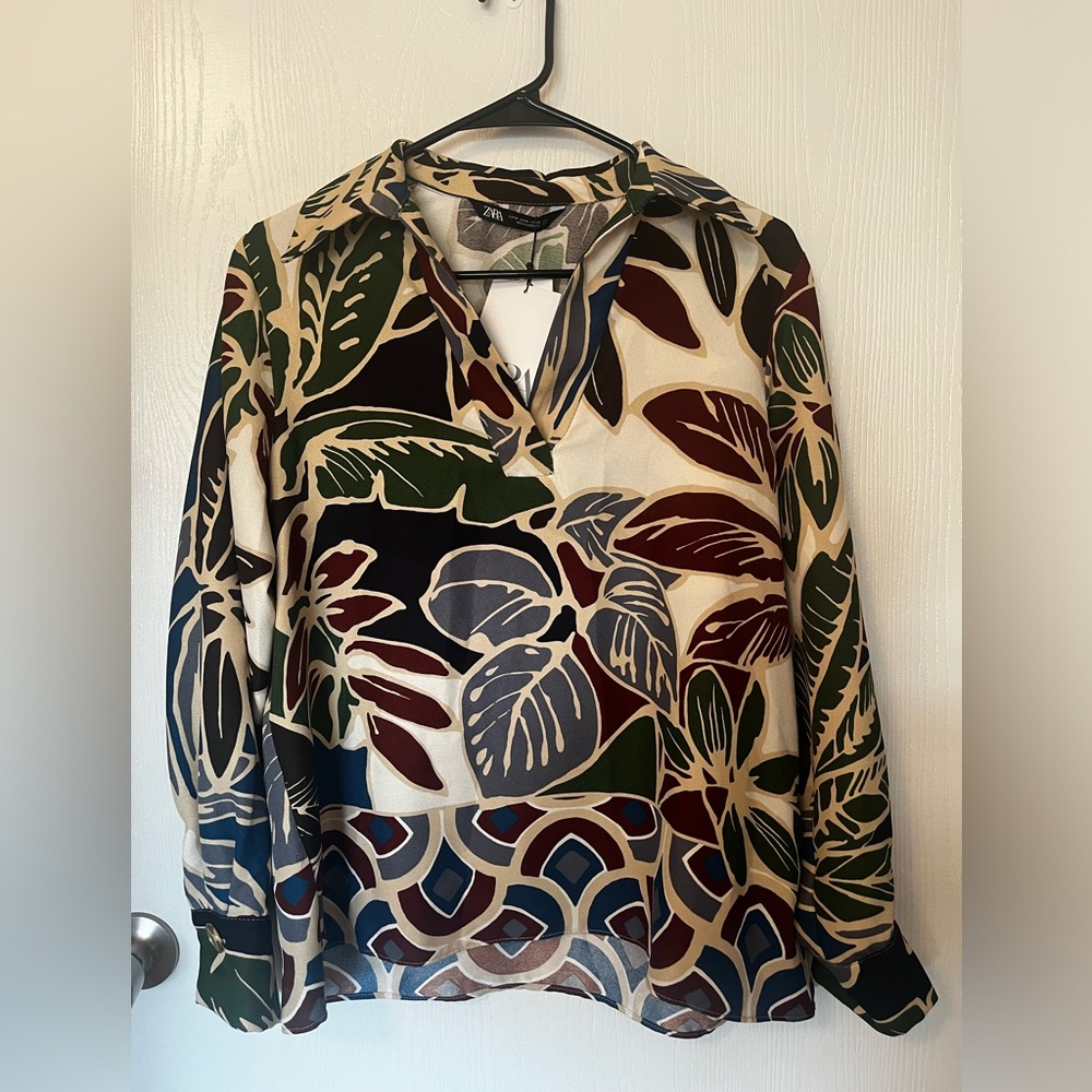 NWT ZARA PRINTED SHIRT MULTICOLORED SIZE Medium
